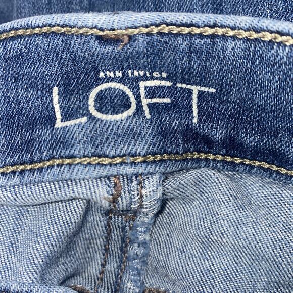 LOFT Modern Skinny Jeans Women's 27/4 Blue Stretch Denim Distressed Low Rise - Picture 9 of 13